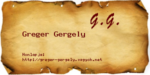 Greger Gergely névjegykártya